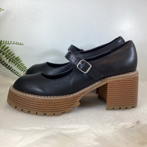 MIA NATANIA LUG SOLE MARY JANE SHOES BLACK NWOT SZ 8.5 - Picture 2 of 16